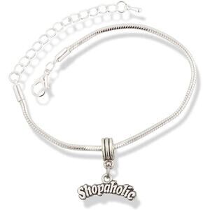 Shopoholic Text Shopping Addiction Charm Bracelet
